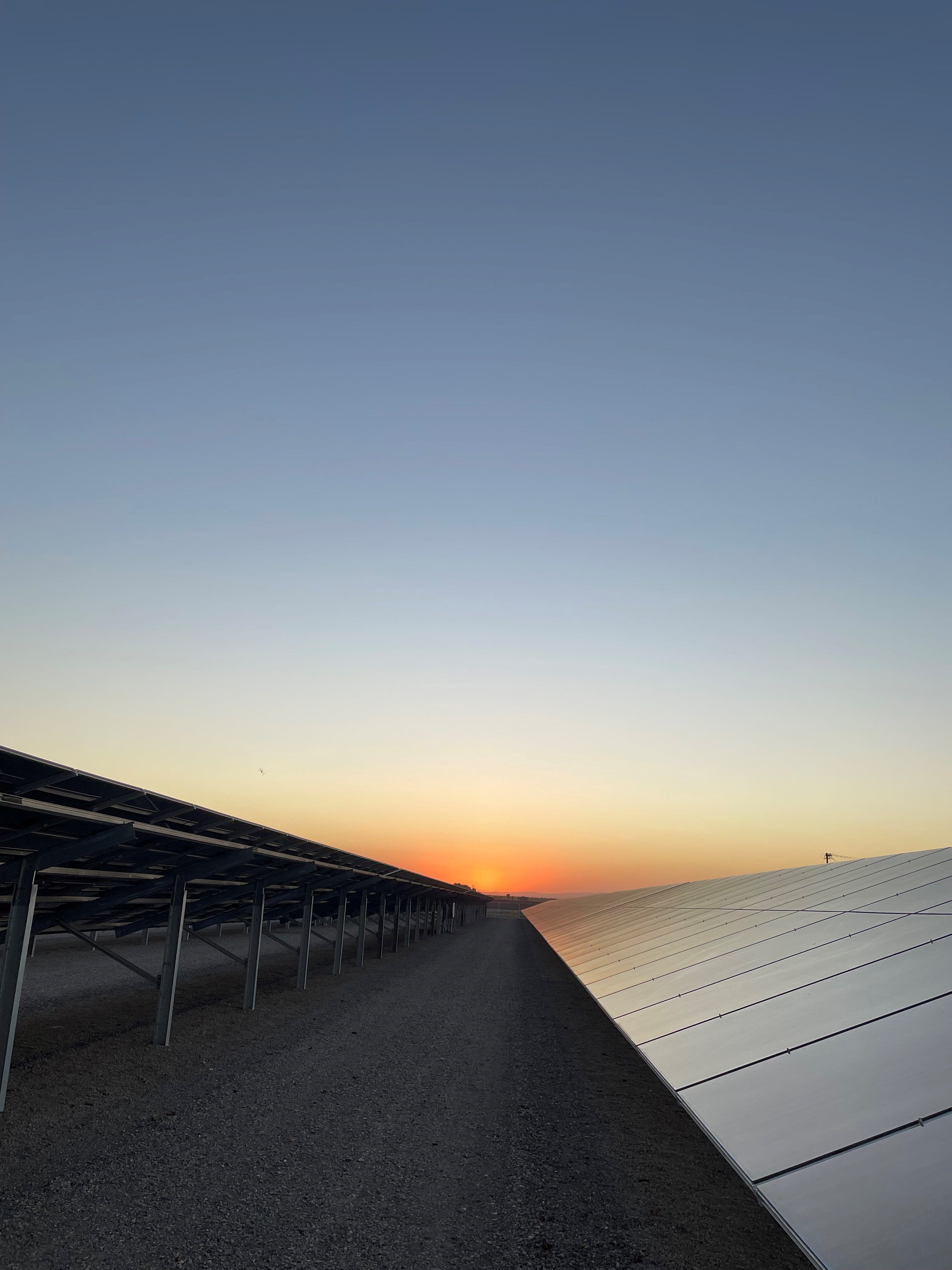 solar array at sunset